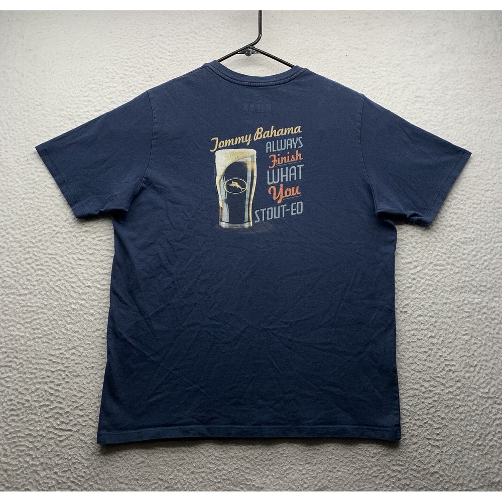 Tommy Bahama Relax T-Shirt Mens Small S Navy Blue‎ Stout Beer Funny Dad Humor